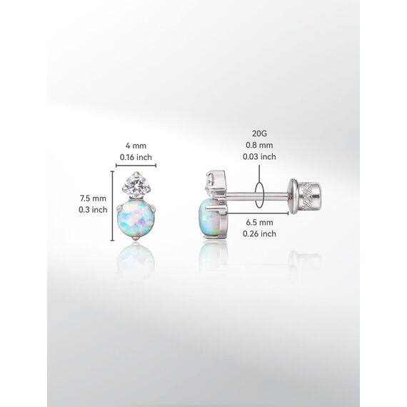 Limerencia Medizinische Titan Ohrringe, G23 Hypoallergen Gesundheitsstecker Ohrstecker mit Schraubverschluss, Nickelfreie Ohrringe für Damen, Mädchen und Kinder (CZ + White Opal)