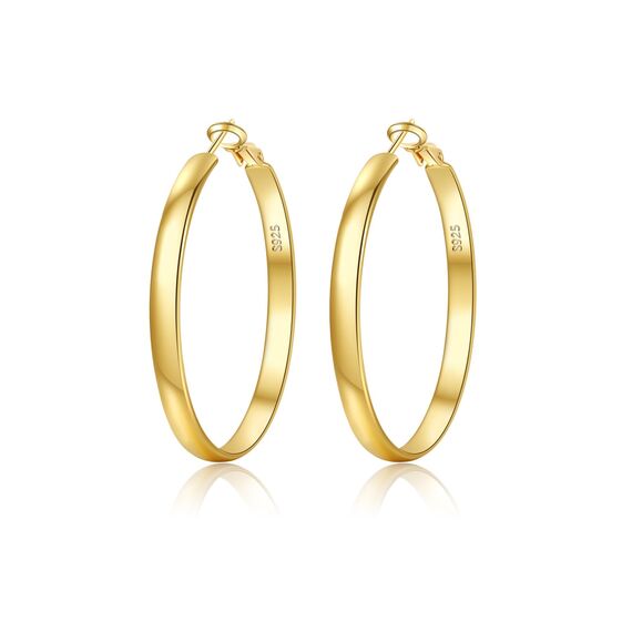 EXGOX Creolen Silber 925 für Damen - 5mm Breite, Groß, Hypoallergen, 14K Vergoldet - Gold Ohrringe 30/40/50/60/70mm