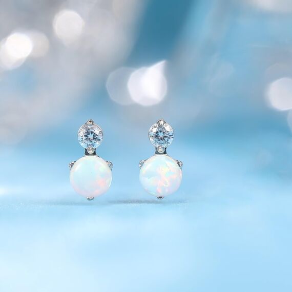 Limerencia Medizinische Titan Ohrringe, G23 Hypoallergen Gesundheitsstecker Ohrstecker mit Schraubverschluss, Nickelfreie Ohrringe für Damen, Mädchen und Kinder (CZ + White Opal)