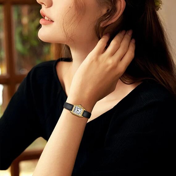 CHEETAH Armbanduhr Damen Kleine Analoge Quarz Uhr Damen mit Vintage-Lederarmband, Rechteckiges Gehäuse, Römisches Zifferblatt, Digitale wasserdichte Armbanduhr für Frauen und Mädchen