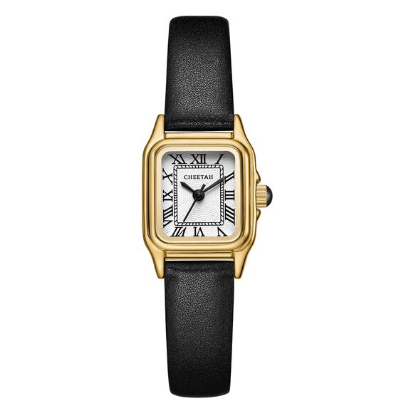 CHEETAH Armbanduhr Damen Kleine Analoge Quarz Uhr Damen mit Vintage-Lederarmband, Rechteckiges Gehäuse, Römisches Zifferblatt, Digitale wasserdichte Armbanduhr für Frauen und Mädchen