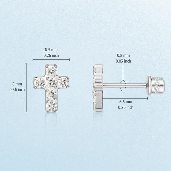 Limerencia Medizinische Titan Ohrringe, G23 Hypoallergen Gesundheitsstecker Ohrstecker mit Schraubverschluss, Nickelfreie Ohrringe für Damen, Mädchen und Kinder(Kreuz CZ Silber)