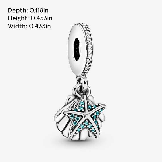PANDORA Moments Seestern & Muschel Charm-Anhänger Sterling Silber, Cubic Zirconia 792076CZF