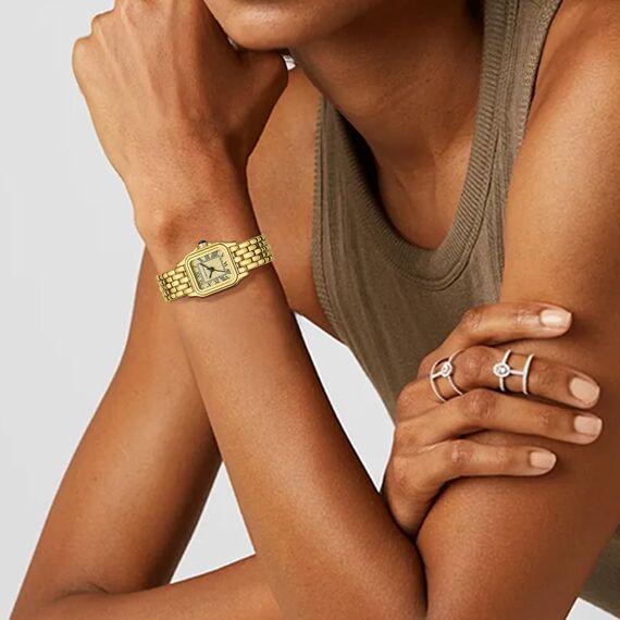 CHEETAH Armbanduhr Damen Kleine Analoge Quarz Uhr Damen mit Vintage-Armband, Rechteckiges Gehäuse, Römisches Zifferblatt, Digitale wasserdichte Armbanduhr für Frauen und Mädchen - Gold Gold