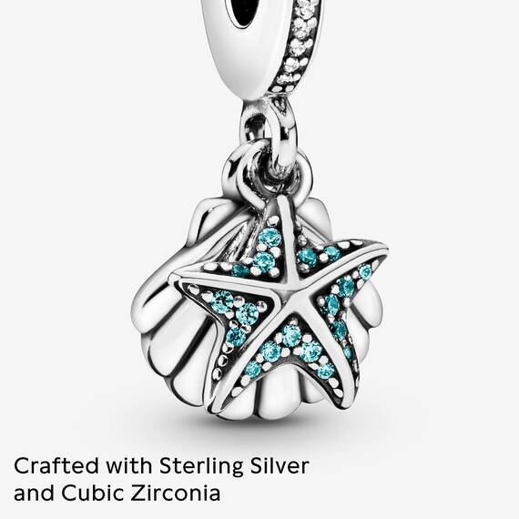 PANDORA Moments Seestern & Muschel Charm-Anhänger Sterling Silber, Cubic Zirconia 792076CZF