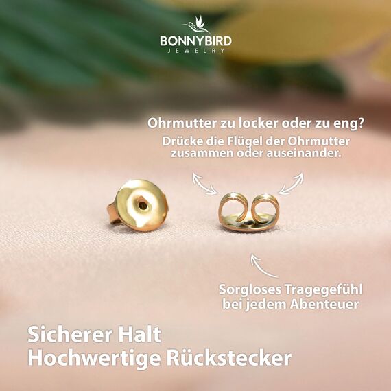 BONNYBIRD® Ohrringe Gold Set für mehrere Ohrlöcher Damen Goldene Medizinische Ohrstecker Chirurgenstahl Gesundheitsstecker Edelstahl Stecker Nickelfrei Schmuck Klein Hypoallergen Wasserfest Mini Kugel