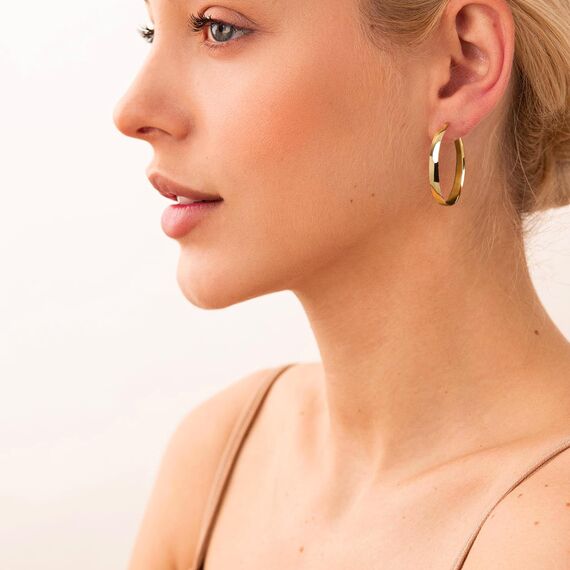 EXGOX Creolen Silber 925 für Damen - 5mm Breite, Groß, Hypoallergen, 14K Vergoldet - Gold Ohrringe 30/40/50/60/70mm