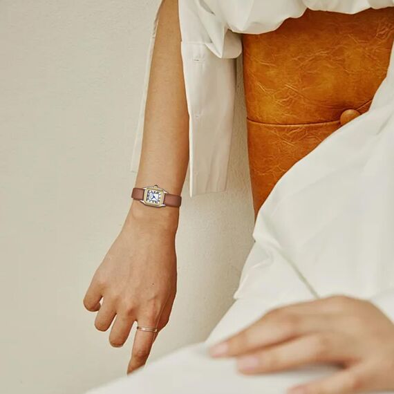 CHEETAH Armbanduhr Damen Kleine Analoge Quarz Uhr Damen mit Vintage-Lederarmband, Rechteckiges Gehäuse, Römisches Zifferblatt, Digitale wasserdichte Armbanduhr für Frauen und Mädchen