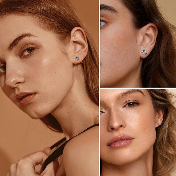 YADOCA 4 Paare G23 Titan Ohrringe Hypoallergen für Damen Herren Mädchen Silber Titan Ohrstecker Cubic Zirkonia Medizinische Ohrringe für Empfindliche Ohren 3/4/5/7mm