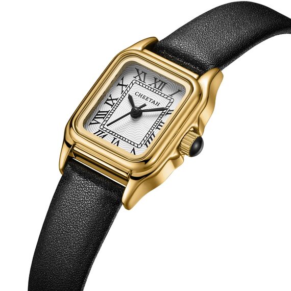 CHEETAH Armbanduhr Damen Kleine Analoge Quarz Uhr Damen mit Vintage-Lederarmband, Rechteckiges Gehäuse, Römisches Zifferblatt, Digitale wasserdichte Armbanduhr für Frauen und Mädchen