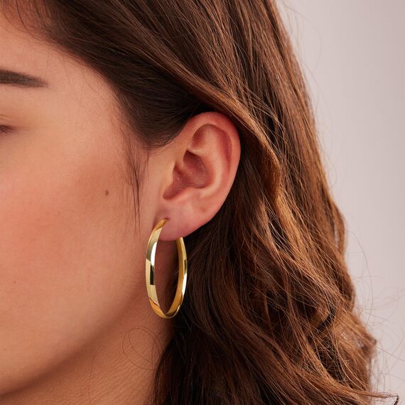 EXGOX Creolen Silber 925 für Damen 5mm Breite Groß Hypoallergene 14K Vergoldete Ohrringe Gold 30/40/50/60/70mm