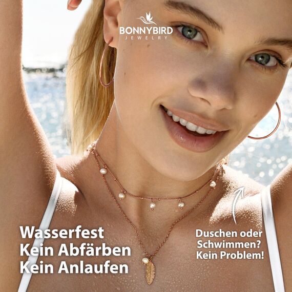 BONNYBIRD® Creolen Rosegold Set Edelstahl Groß Damen Goldene Ohrringe Breit Dünn Klein Ohrstecker Frauen Wasserfest Schmuck Vergoldet Hypoallergen Medizinischer Chirurgenstahl Nickelfrei Goldschmuck