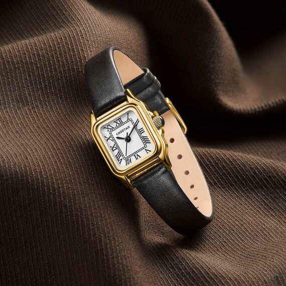 CHEETAH Armbanduhr Damen Kleine Analoge Quarz Uhr Damen mit Vintage-Lederarmband, Rechteckiges Gehäuse, Römisches Zifferblatt, Digitale wasserdichte Armbanduhr für Frauen und Mädchen
