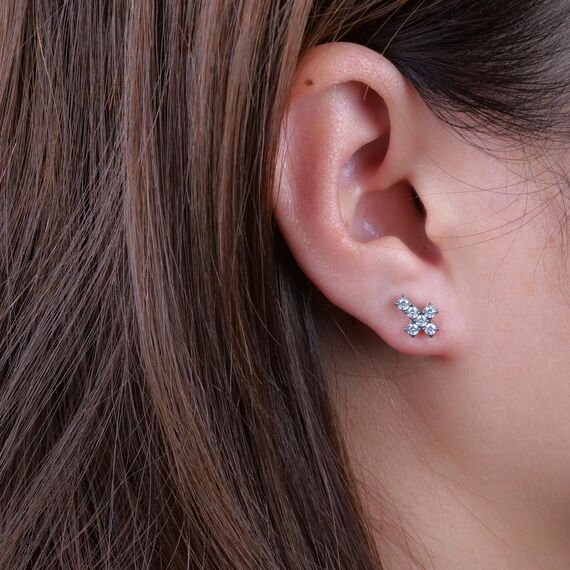 Limerencia Medizinische Titan Ohrringe, G23 Hypoallergen Gesundheitsstecker Ohrstecker mit Schraubverschluss, Nickelfreie Ohrringe für Damen, Mädchen und Kinder(Kreuz CZ Silber)