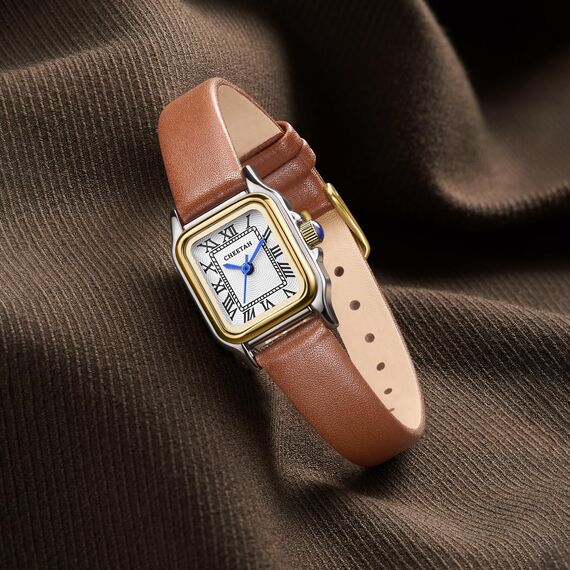 CHEETAH Armbanduhr Damen Kleine Analoge Quarz Uhr Damen mit Vintage-Lederarmband, Rechteckiges Gehäuse, Römisches Zifferblatt, Digitale wasserdichte Armbanduhr für Frauen und Mädchen