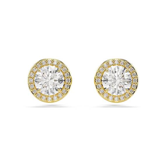 Swarovski Una Angelic Ohrstecker, Vergoldete Ohrringe mit Strahlenden Swarovski Kristallen im Rundschliff