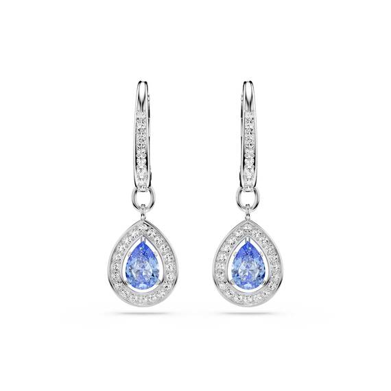 Swarovski Una Angelic Drop-Ohrhänger, Blaue, Rhodinierte Ohrringe mit Strahlenden Swarovski Kristallen im Tropfenschliff