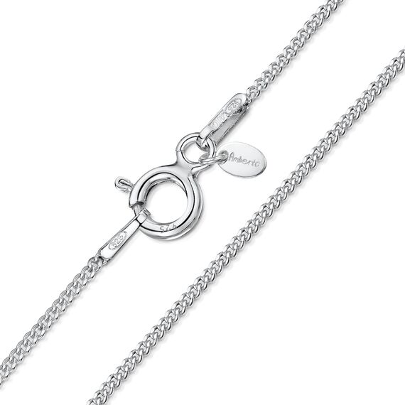 Amberta 925 Sterlingsilber Damen-Halskette - Panzerkette - 1.1 mm - Verschiedene Längen: 36 40 45 50 55 60 cm (45cm)