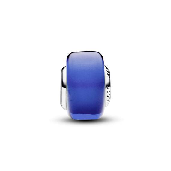 PANDORA Moments Blaues Murano-Glas Mini-Charm aus Sterling Silber, Kompatibel Moments Armbänder, 793105C00