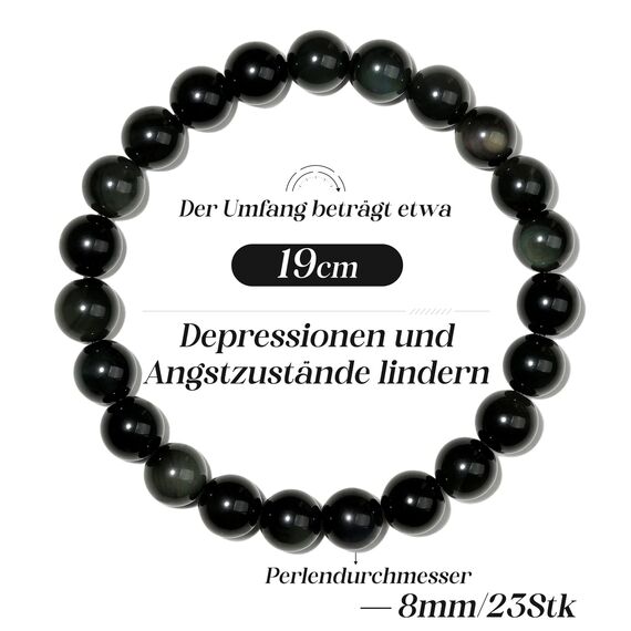 Landorilo Echte Naturstein Perlen Armband, Damen Herren Zweifarbiger Obsidian Perlenarmband, 8MM Runde Edelsteine Yoga Chakren Armbänder, Geburtstag Valentinstag Geschenke