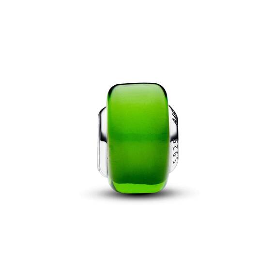 PANDORA Moments Grünes Murano-Glas Mini-Charm aus Sterling Silber, Kompatibel Moments Armbänder, 793106C00