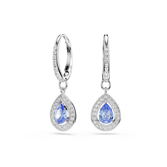 Swarovski Una Angelic Drop-Ohrhänger, Blaue, Rhodinierte Ohrringe mit Strahlenden Swarovski Kristallen im Tropfenschliff