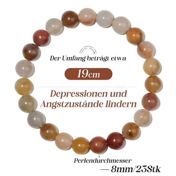 Landorilo Handmade Echte Naturstein Perlen Heilsteine Armband Damen Herren, 8MM Runde Edelsteine Yoga Armbänder, Glücksarmband, Kreative Schmuck Geschenke(Rot Gestreifter Stein)
