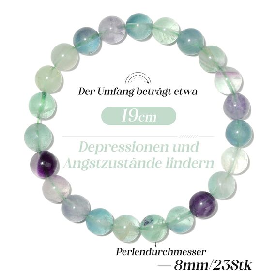Landorilo Handmade Echte Naturstein Perlen Heilsteine Armband Damen Herren, 8MM Runde Edelsteine Yoga Armbänder, Glücksarmband, Kreative Schmuck Geschenke(Bunter Fluorit)
