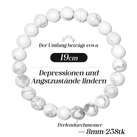 Landorilo Handmade Echte Naturstein Perlen Heilsteine Armband Damen Herren, 8MM Runde Edelsteine Yoga Armbänder, Glücksarmband, Kreative Schmuck Geschenke(Weiß Türkis)