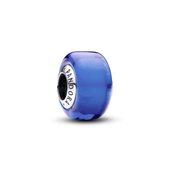 PANDORA Moments Blaues Murano-Glas Mini-Charm aus Sterling Silber, Kompatibel Moments Armbänder, 793105C00