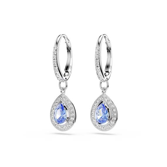 Swarovski Una Angelic Drop-Ohrhänger, Blaue, Rhodinierte Ohrringe mit Strahlenden Swarovski Kristallen im Tropfenschliff