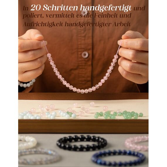 Landorilo Echte Naturstein Perlen Heilsteine Armband Damen Herren, 8MM Runde Edelsteine Yoga Armbänder, Glücksarmband, Kreative Schmuck Geschenke(Schwarzer Turmalin)