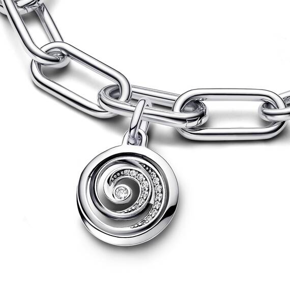 PANDORA ME Dankbarkeit Spirale Medaillon-Charm aus Sterling Silber mit Cubik Zirkonia, Kompatibel ME und Moments Armbändern,793046C01