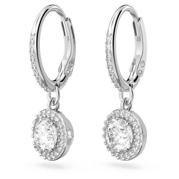Swarovski Una Ohrringe, Rhodinierte Hängeohrringe mit Klaren Swarovski Kristallen