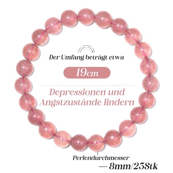 Landorilo Handmade Echte Naturstein Perlen Heilsteine Armband Damen Herren, 8MM Runde Edelsteine Yoga Armbänder, Glücksarmband, Kreative Schmuck Geschenke(Rosa Kristall)