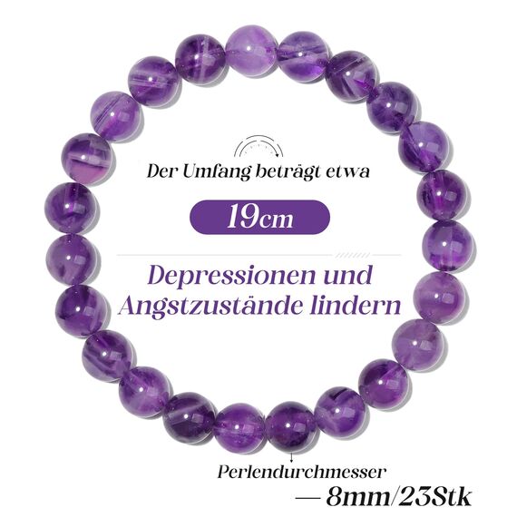 Landorilo Handmade Echte Naturstein Perlen Heilsteine Armband Damen Herren, 8MM Runde Edelsteine Yoga Armbänder, Glücksarmband, Kreative Schmuck Geschenke(Lavendel Chalcedon)