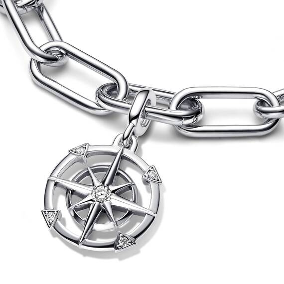 PANDORA ME Kompass Medaillon aus Sterling Silber, Cubic Zirkonia, Kompatibel ME Collection, 18,1mm, 792693C01