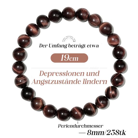 Landorilo Handmade Echte Naturstein Perlen Heilsteine Armband Damen Herren, 8MM Runde Edelsteine Yoga Armbänder, Glücksarmband, Kreative Schmuck Geschenke(Rotes Tigerauge)