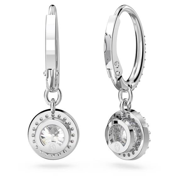 Swarovski Una Ohrringe, Rhodinierte Hängeohrringe mit Klaren Swarovski Kristallen