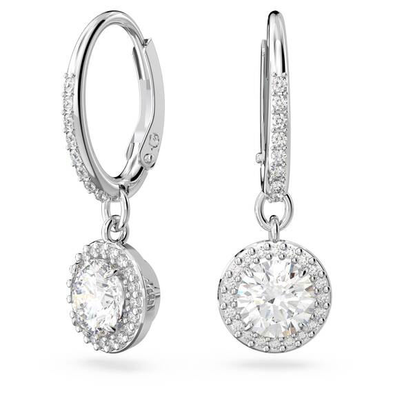 Swarovski Una Ohrringe, Rhodinierte Hängeohrringe mit Klaren Swarovski Kristallen