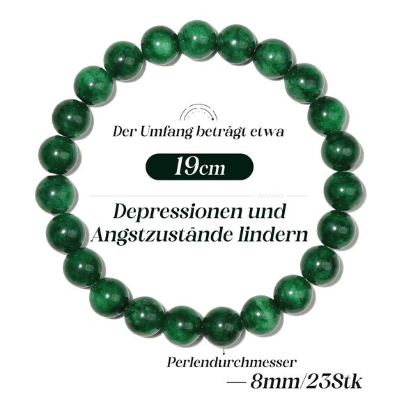 Landorilo Handmade Echte Naturstein Perlen Heilsteine Armband Damen Herren, 8MM Runde Edelsteine Yoga Armbänder, Glücksarmband, Kreative Schmuck Geschenke(Dunkelgrüner Chalcedon)