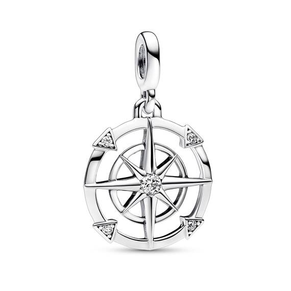 PANDORA ME Kompass Medaillon aus Sterling Silber, Cubic Zirkonia, Kompatibel ME Collection, 18,1mm, 792693C01