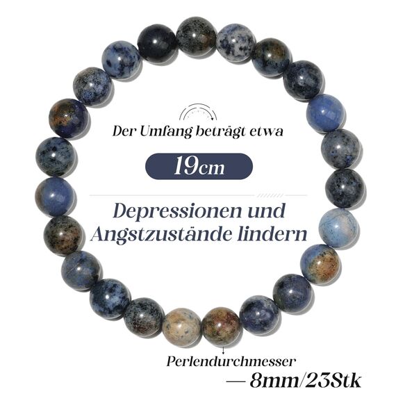 Landorilo Handmade Echte Naturstein Perlen Heilsteine Armband Damen Herren, 8MM Runde Edelsteine Yoga Armbänder, Glücksarmband, Kreative Schmuck Geschenke(Sunset Black Dot Sapphire)