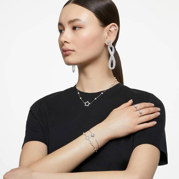 Swarovski Una Ohrstecker, Rhodinierte Ohrringe mit Strahlenden Swarovski Kristallen