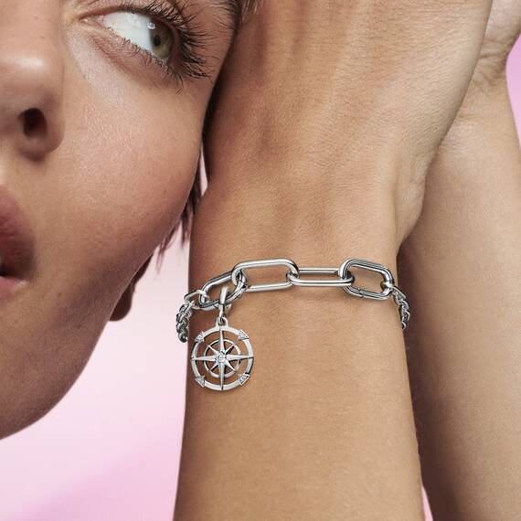 PANDORA ME Kompass Medaillon aus Sterling Silber, Cubic Zirkonia, Kompatibel ME Collection, 18,1mm, 792693C01