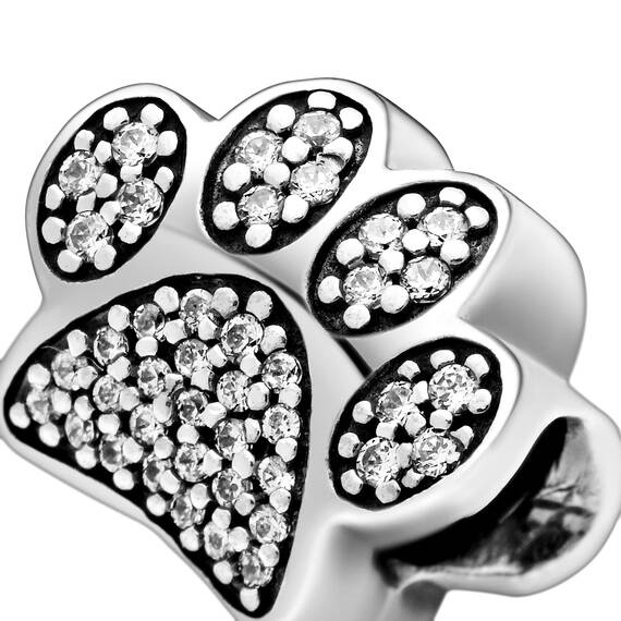 PANDORA Pavé-Pfötchen Charm Sterling-Silber 7,8 x 10 x 11,5 mm (T/H/B)