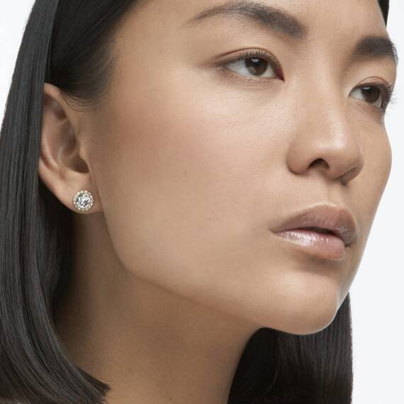 Swarovski Angelic Ohrstecker, Vergoldete Ohrringe mit Funkelndem Weißen Kristall und Klassischem Kristallpavé