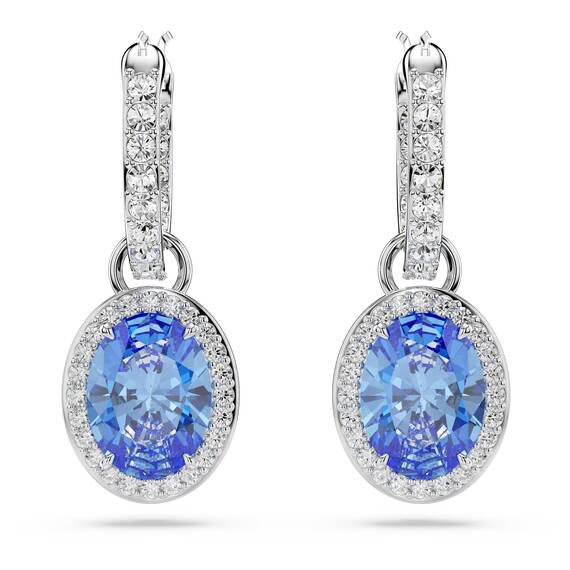Swarovski Una Drop-Ohrhänger, Blaue und Rhodinierte Ohrringe mit Strahlenden Swarovski Kristallen