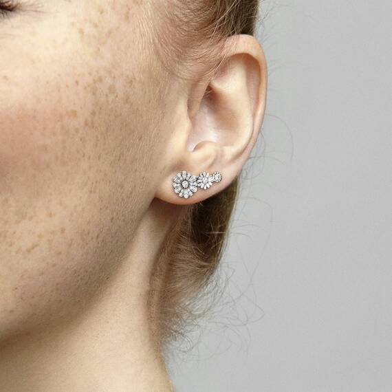 PANDORA Ohrstecker "Funkelndes Blumentrio" Silber 298876C01