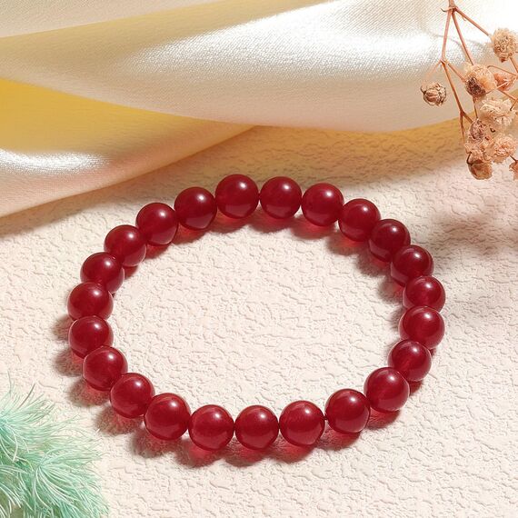 Landorilo Echte Naturstein Perlen Armband, Damen Herren Rot Karneol Perlenarmband, 8MM Runde Edelsteine Yoga Chakren Armbänder, Geburtstag Valentinstag Geschenke